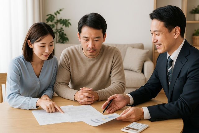住宅ローンの相談をする夫婦とFP