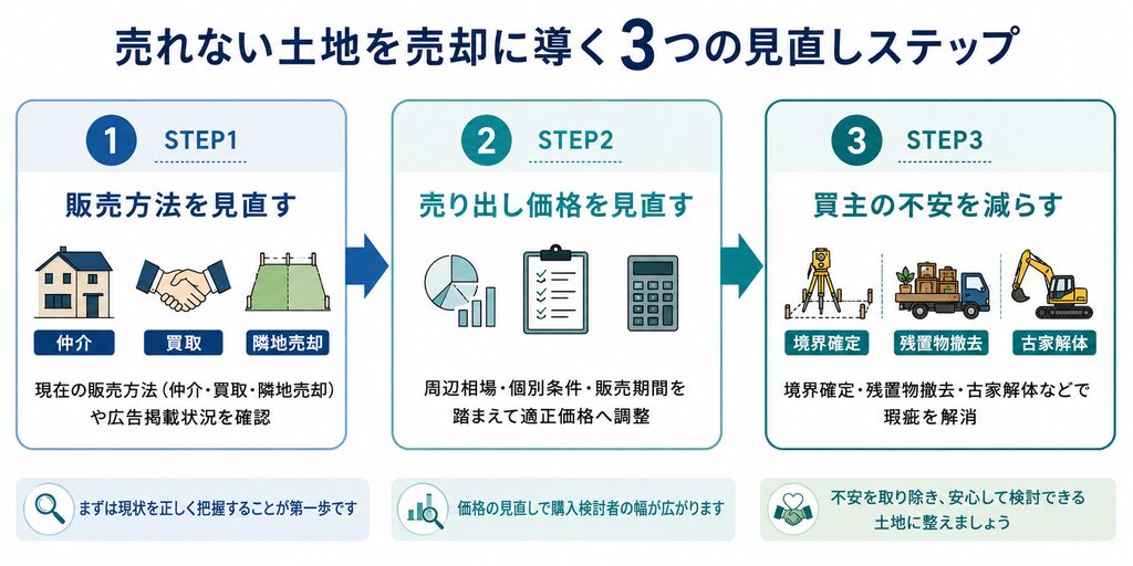 売れにくい土地を売却するために見直す3つのステップ